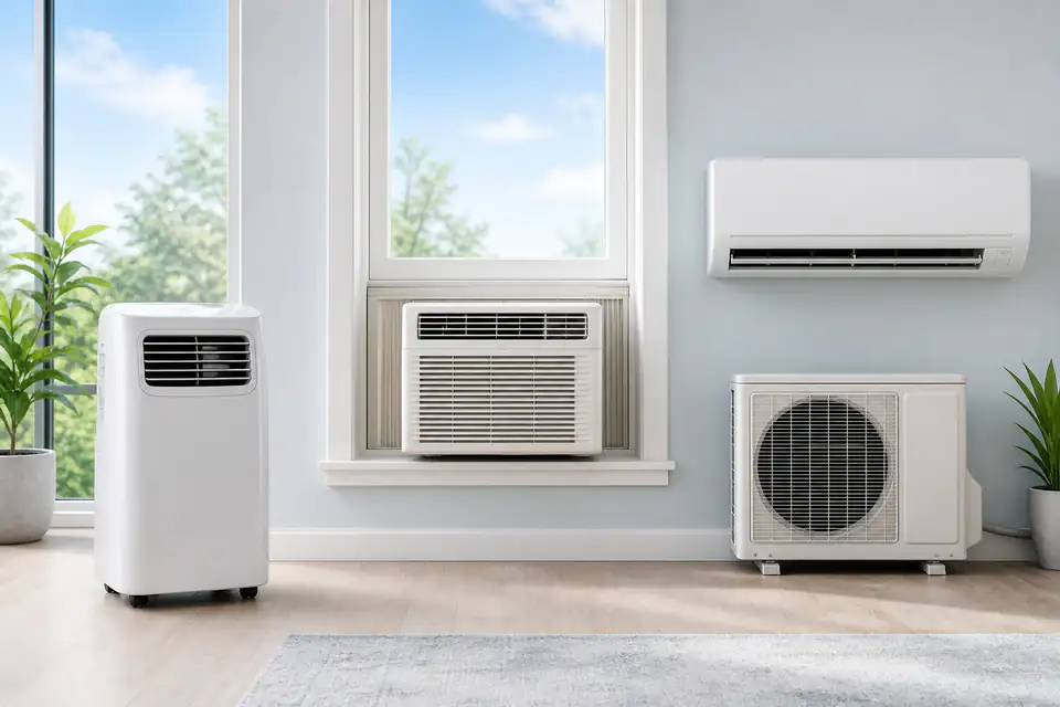 Portable, window, and mini-split air conditioners compared side by side